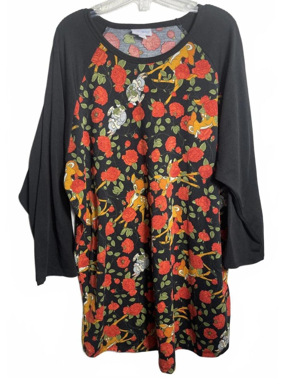 LuLaRoe Disney Bambi Blouse Top Women's XL Tunic Deer EUC